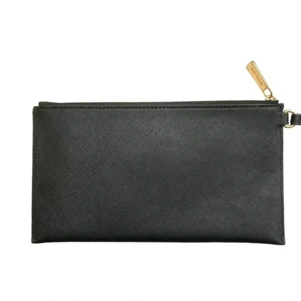 Michael kors black gold wristlet clutch bag